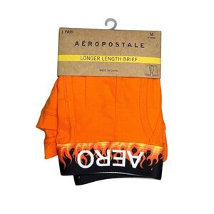 Aeropostale Boxer Briefs Men's Orange Flames‎ Waistband 6" Knit Underwear Boxers